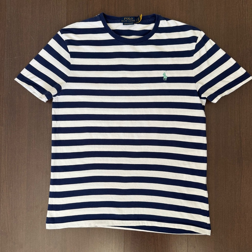 Polo by Ralph Lauren Classic Navy and White Striped Tee size M